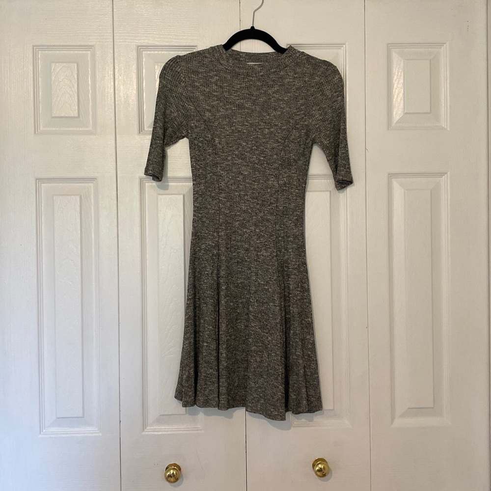 Light-Weight Ribbed Dress with High Neck
